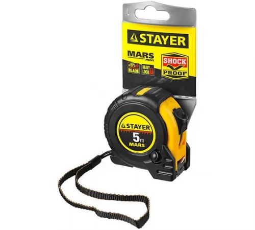 34131-05-25_z01 Рулетка STAYER MARS 5м/25мм в ударостойком корпусе с двумя фиксаторами
