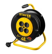55073-40 Удлинитель на катушке STAYER MS 207, 2200Вт, ПВС 2х0,75 мм2, 4 гнезда, 40м