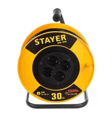 55078-30 Удлинитель на катушке STAYER MS 315, 3500Вт, заземление, ПВС 3х1,5 кв мм, 4 гнезда, 30м