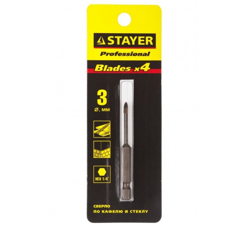 2985-03 Сверло STAYER по кафелю и стеклу, 3 мм