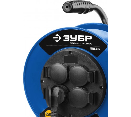 55081-20 Удлинитель на катушке ПВС 315, 20 м, 3500 Вт, 4 гнезда, IP44, ПВС 3х1,5 кв мм, ЗУБР