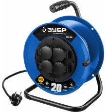 55081-20 Удлинитель на катушке ПВС 315, 20 м, 3500 Вт, 4 гнезда, IP44, ПВС 3х1,5 кв мм, ЗУБР
