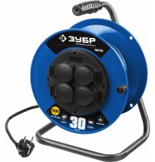 55081-30 Удлинитель на катушке ПВС 315, 30 м, 3500 Вт, 4 гнезда, IP44, ПВС 3х1,5 кв мм, ЗУБР