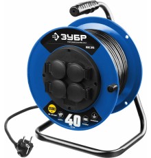 55081-40 Удлинитель на катушке ПВС 315, 40 м, 3500 Вт, 4 гнезда, IP44, ПВС 3х1,5 кв мм, ЗУБР
