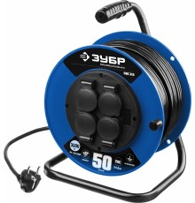 55081-50 Удлинитель на катушке ПВС 315, 50 м, 3500 Вт, 4 гнезда, IP44, ПВС 3х1,5 кв мм, ЗУБР