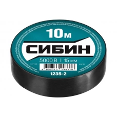 1235-2 Изолента СИБИН черная, ПВХ, 15мм х 10м