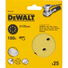 DT 3116 Круг шлифовальный DeWalt на липучке 125мм P-180 упаковка